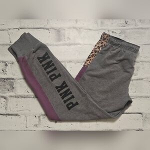 PINK Victoria’s Secret Leopard Panel Joggers Size S